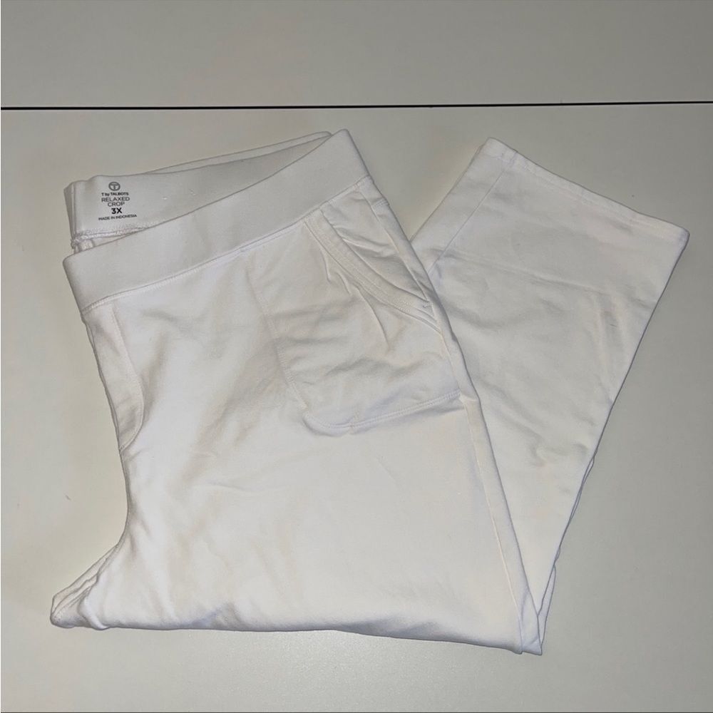 Talbots relaxed crop white pants 3x
